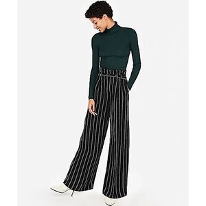 Express Black and White Striped High Rise Wide Leg Slacks